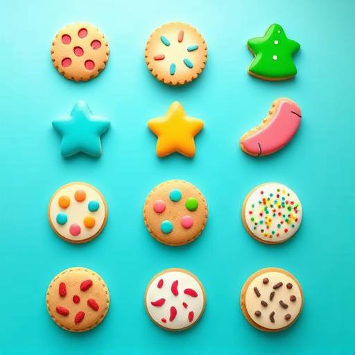 A collection of colorful cookie icons representing different types of browser cookies.